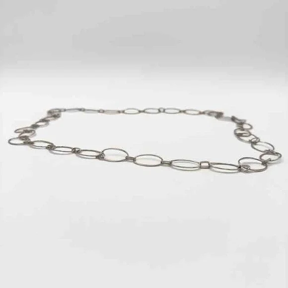 Robert Lee Morris Sterling Silver Necklace Wide Hoops ~36" Signed RLM Studio - Picture 10 of 12
